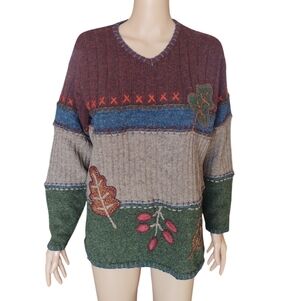Northern Isles sweater Wool Woman's Small S patchwork stitched knit color block